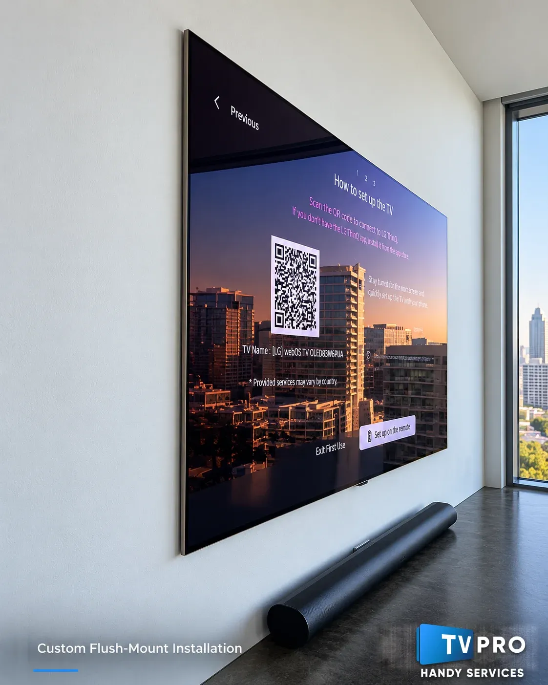 Custom flush-mount large OLED screen installation