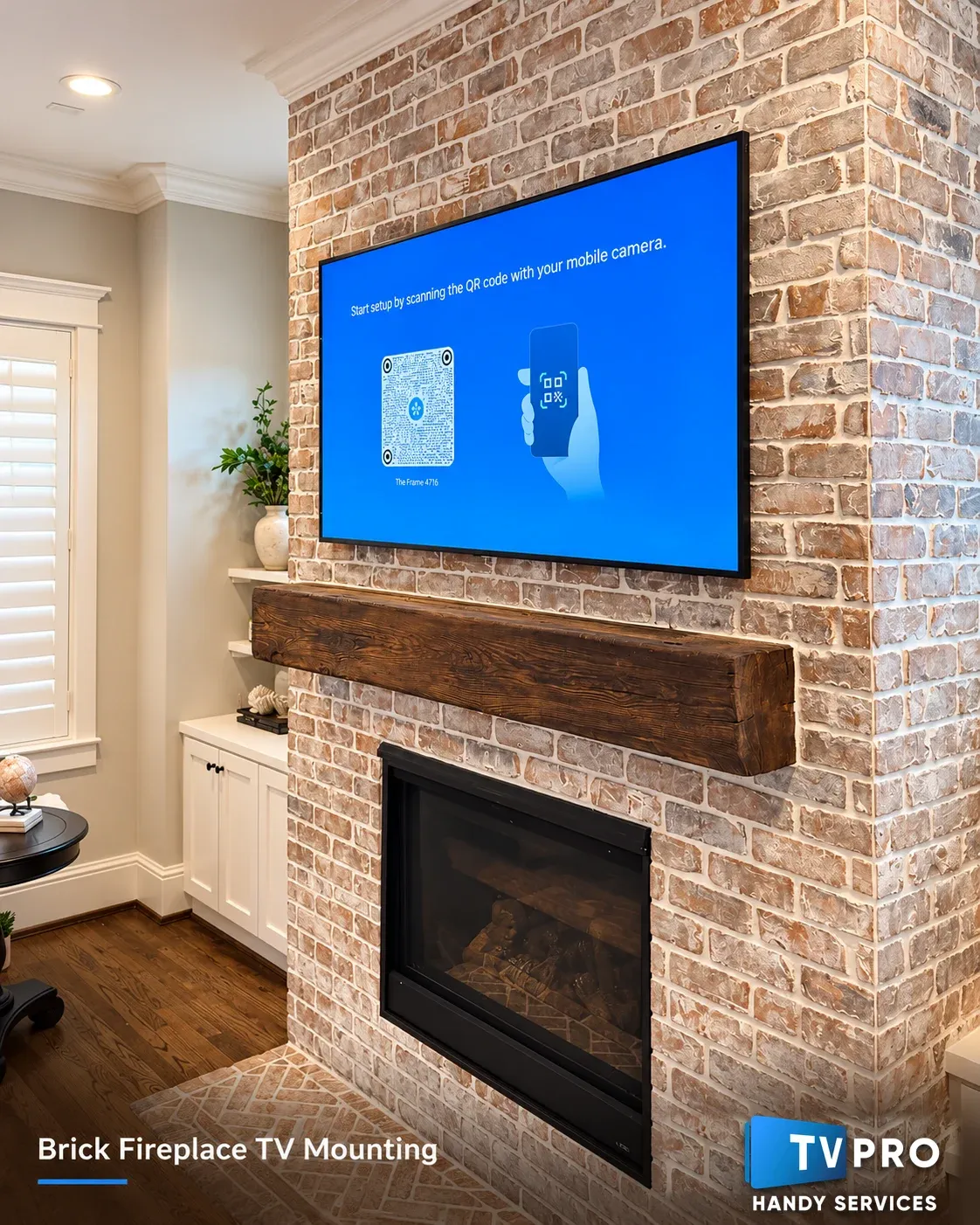 Brick fireplace TV mounting and structural anchoring