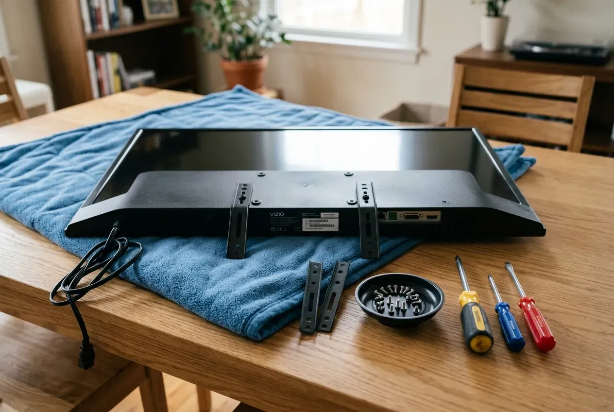 Step 4: Remove the Mounting Rails from the Back of the TV