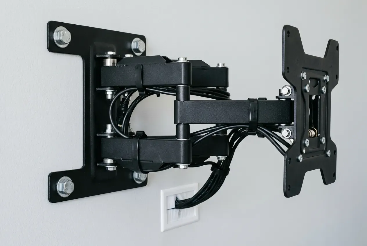 Heavy-duty dual-arm articulating mount hardware