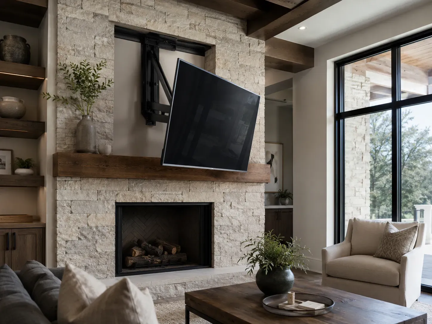 MantelMount lowered to comfortable eye level