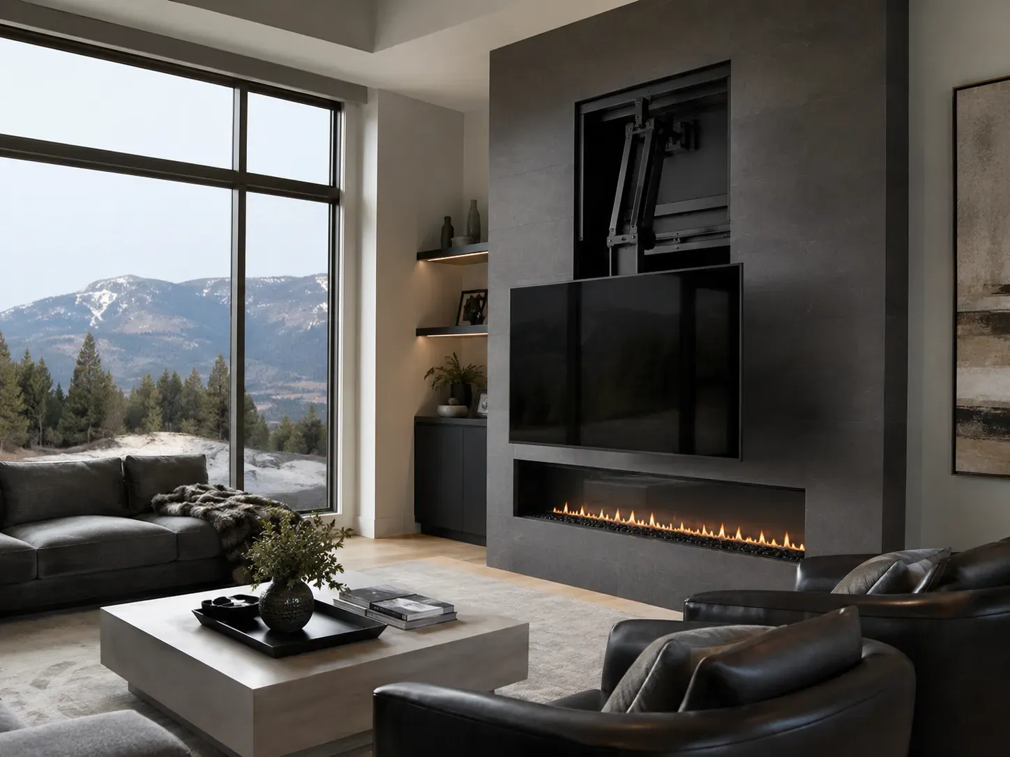 Motorized MantelMount pull-down TV mount