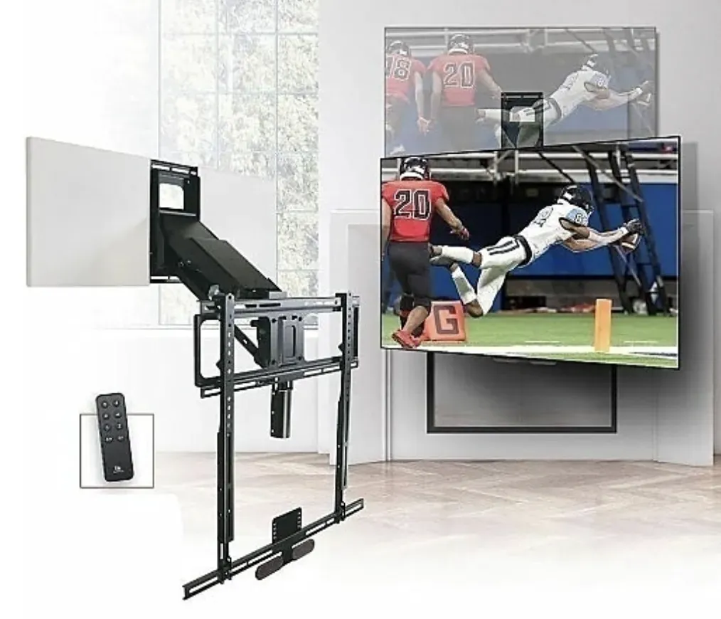 MantelMount pull-down fireplace TV mounting