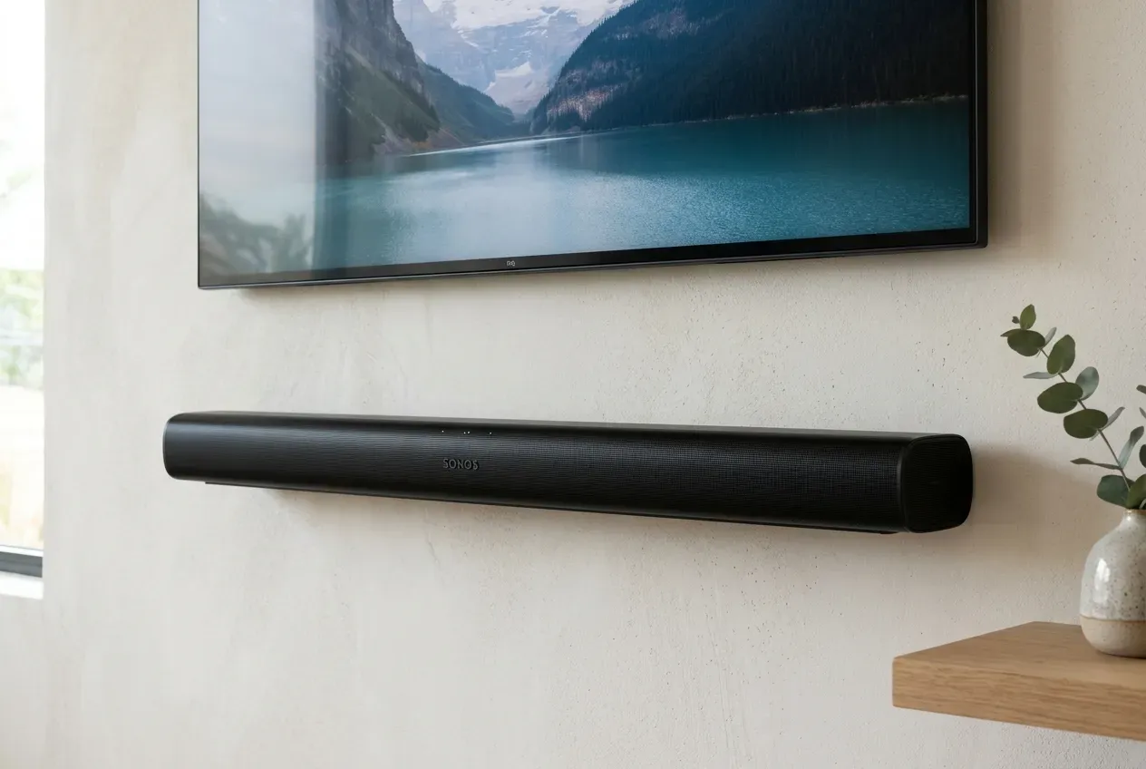 Soundbar mounted with HDMI ARC clean cable management